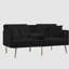 Canapé-lit futon en velours noir avec pieds en métal doré