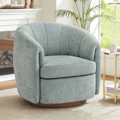 34"Wide Upholstered Swivel Barrel Chair
