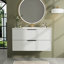 Meuble-lavabo flottant mural 36 po avec lavabo et tiroirs en céramique, conception cannelée moderne