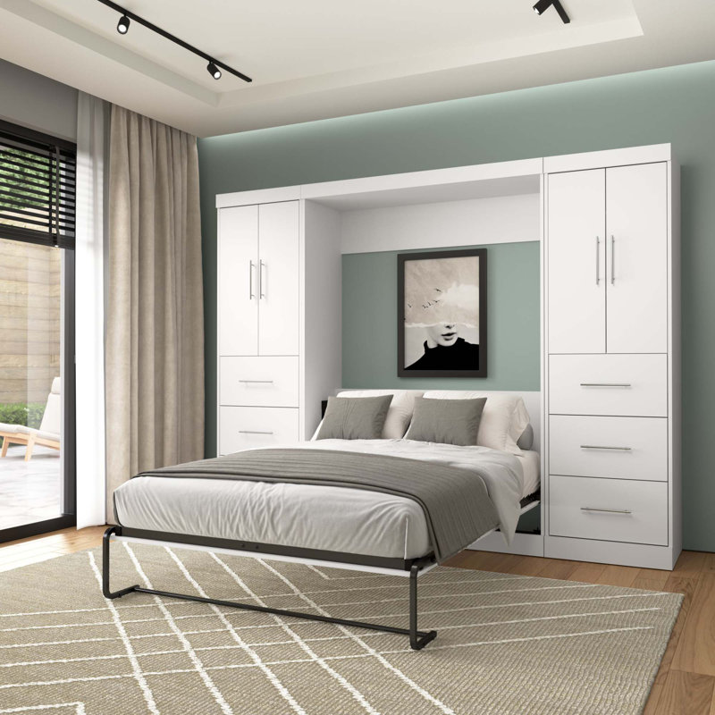 Velora Murphy Storage Bed, White, Full