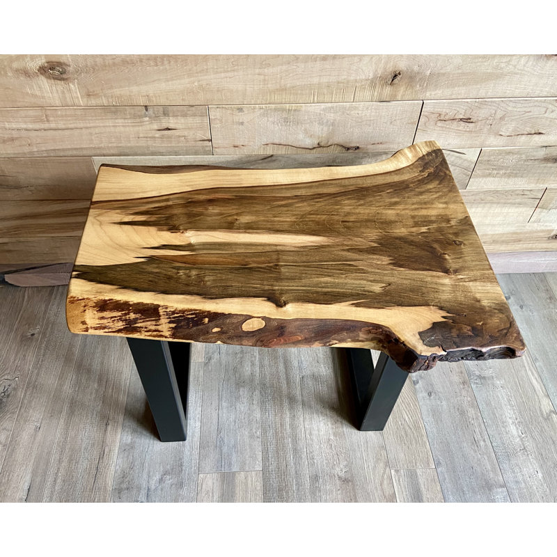 Rustic Live Edge Maple Side Table Handcrafted with Solid Maple Wood