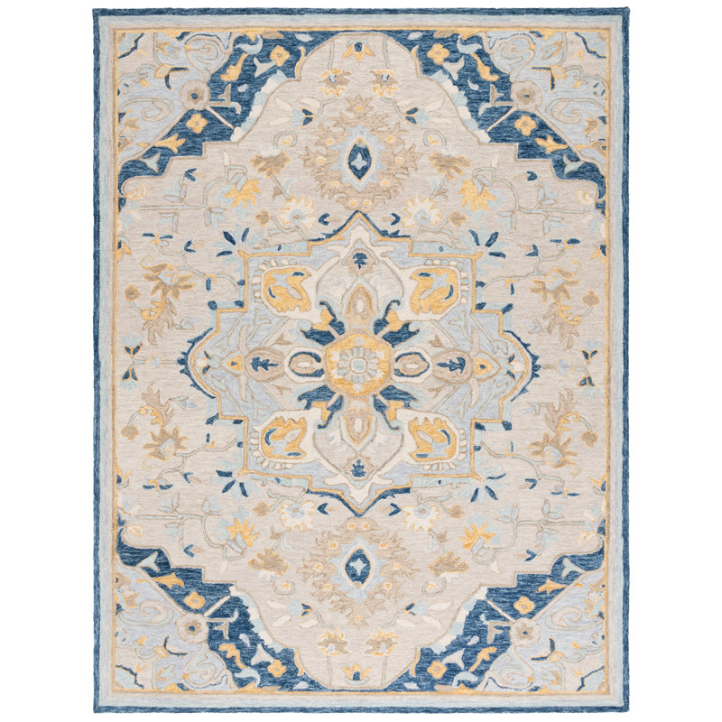 Shenade Hand Tufted Wool/Cotton Oriental Rug in Beige/Grey, Rectangle 8' x 10'