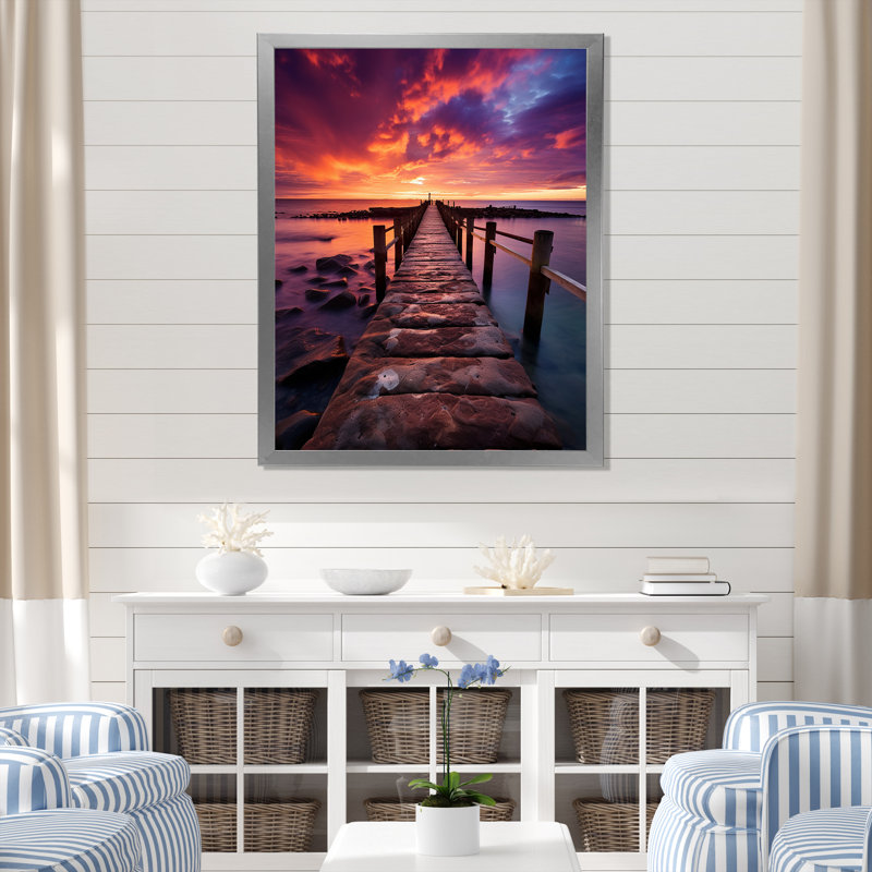 Impression sur toile Pier Twilight Retreat I sur toile, Cadre photo argenté, H 44 po x l 34 po x P 1,5 po