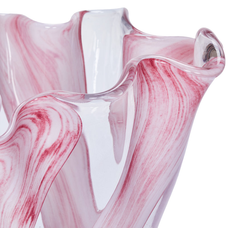  Ensemble de vases en verre à volants Mia, Rose, H 12 po x P 9 po