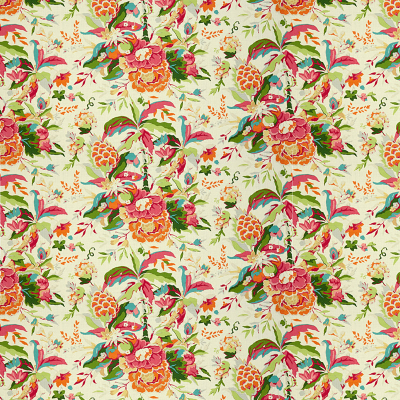 Les Tropiques Horseshoe Bay 100% Linen Fabric, Pink/Orange