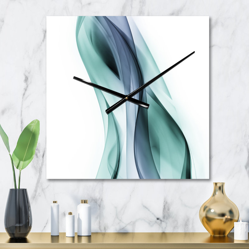 Fractal Lines Gray Blue - Horloge murale moderne, Très grand