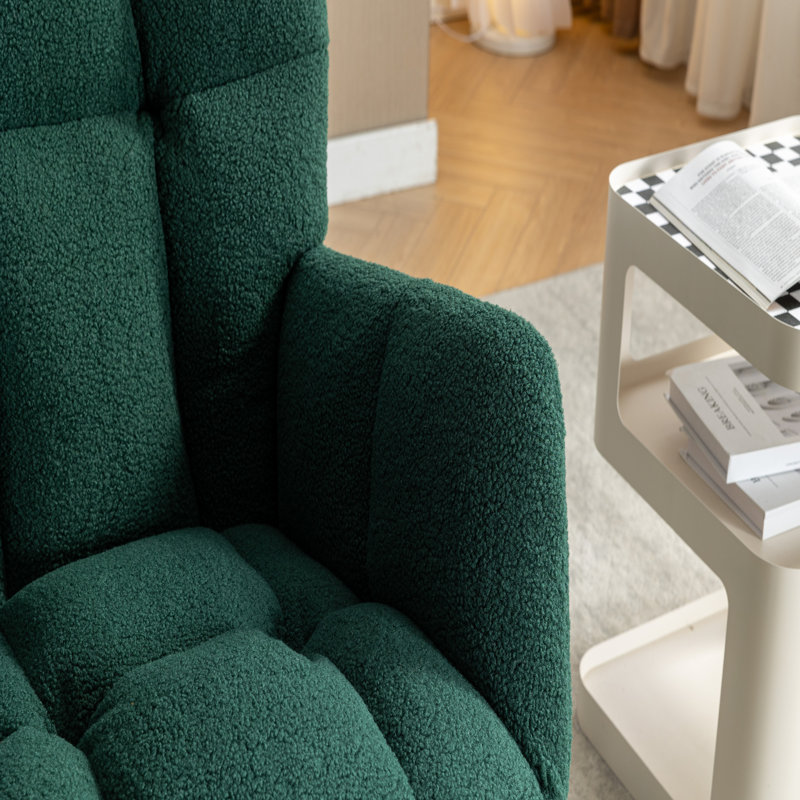 Chaise berçante en tissu avec repose-pieds Teddy, Vert