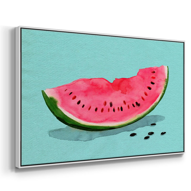 Summer Watermelon II, peinture sur toile encadrée, H 17 po x l 25 po x P 2 po, Cadre blanc