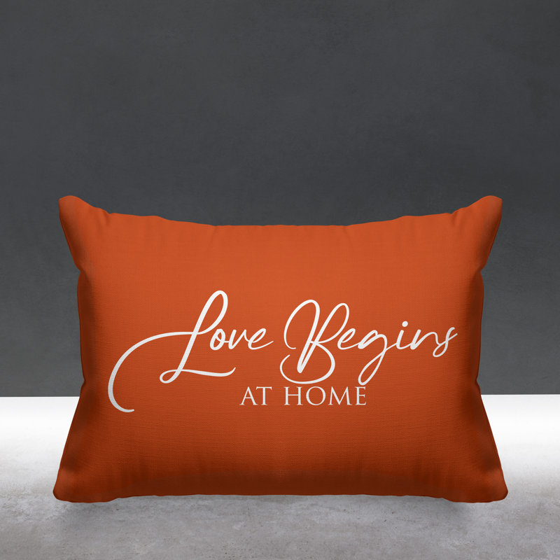 Housse et insert de coussin rectangulaire extérieur Aspire Love Begins at Home, Orange