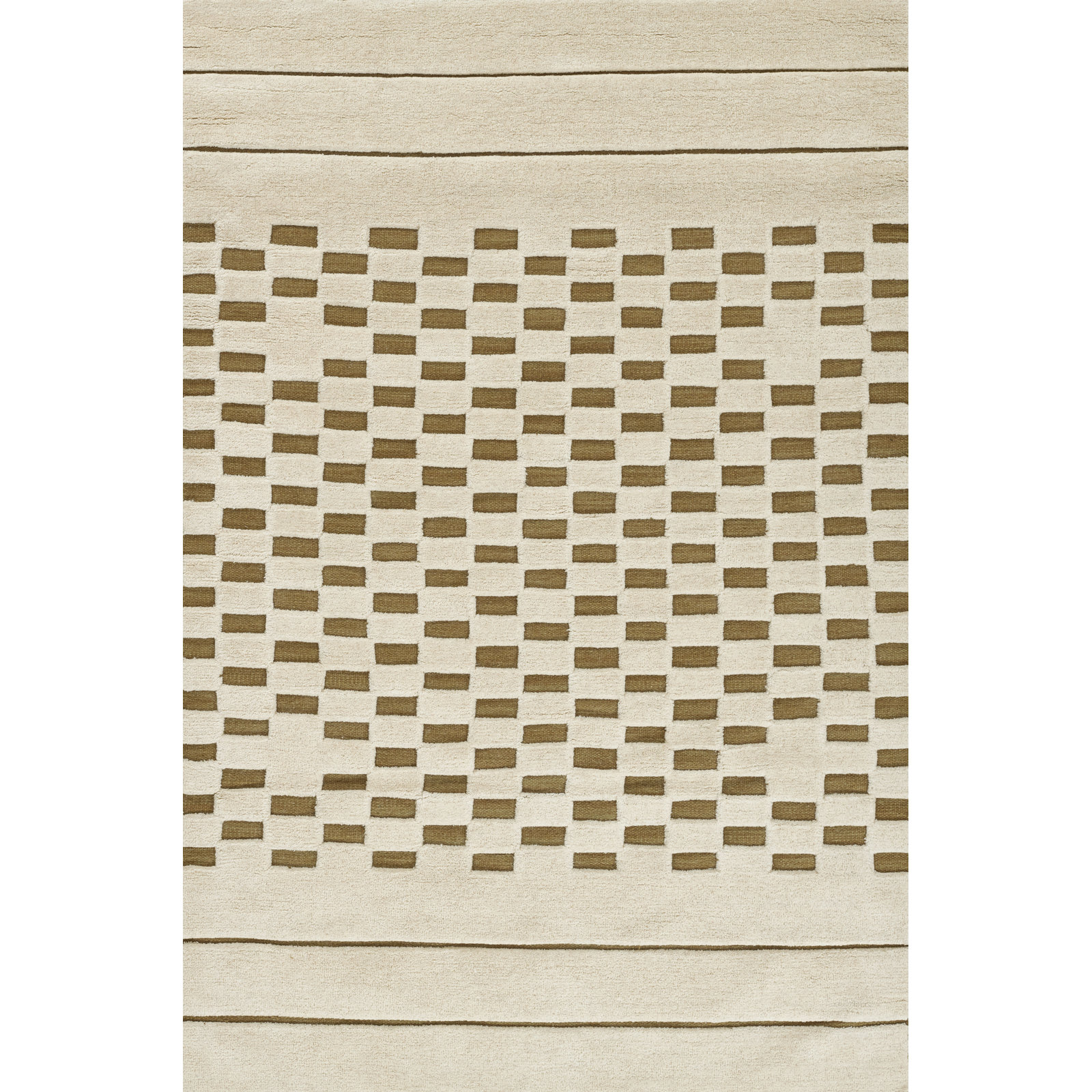 Aelin Checkered Hand Tufted Wool Rug, Rectangle 5' x 8'