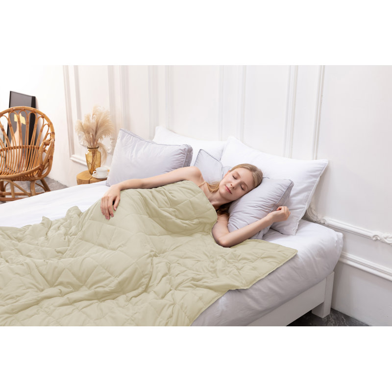 Couverture lestée ultra douce pour un sommeil profond, soulage le stress et l'anxiété, L 72 po x l 48 po, Beige