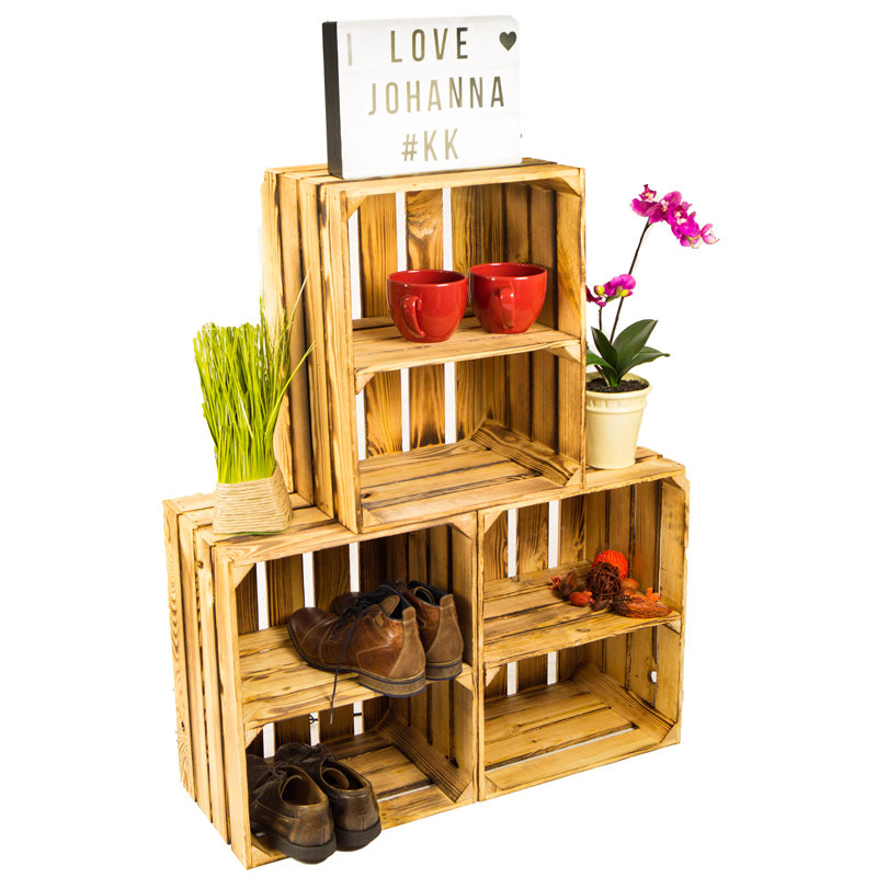 8 Pair Stackable Solid Wood Shoe Rack