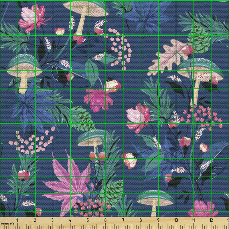Cherida Exotic Forest Flower Mushroom Leaf Pine Nuts Oak Bluebell Berry Multi-Purpose Fabric
