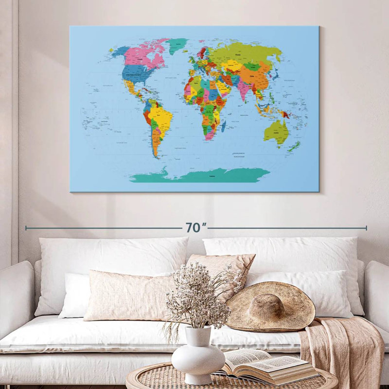 Aliaz World Map Bright, 34" H x 51" W