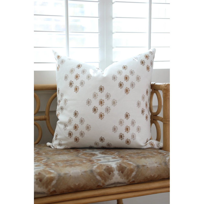 British Brooch Large Repeat Luxury Throw Pillow, Cognac, Square 22"