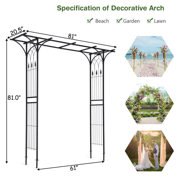 Red Barrel Studio® Brandon-Leigh 81'' H x 81'' W Steel Arched Trellis ...