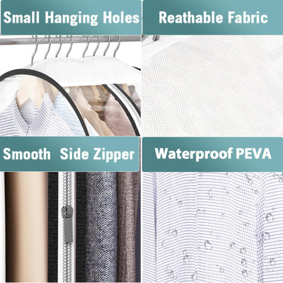 Sacs à vêtements transparents pour suspendre les vêtements à soufflet de 10 po, sacs à vêtements pour le rangement dans les placards, housse pour suspendre les vêtements en plastique pour manteau, robe, fourrure, chemise, paquet de 4, 40 po de long