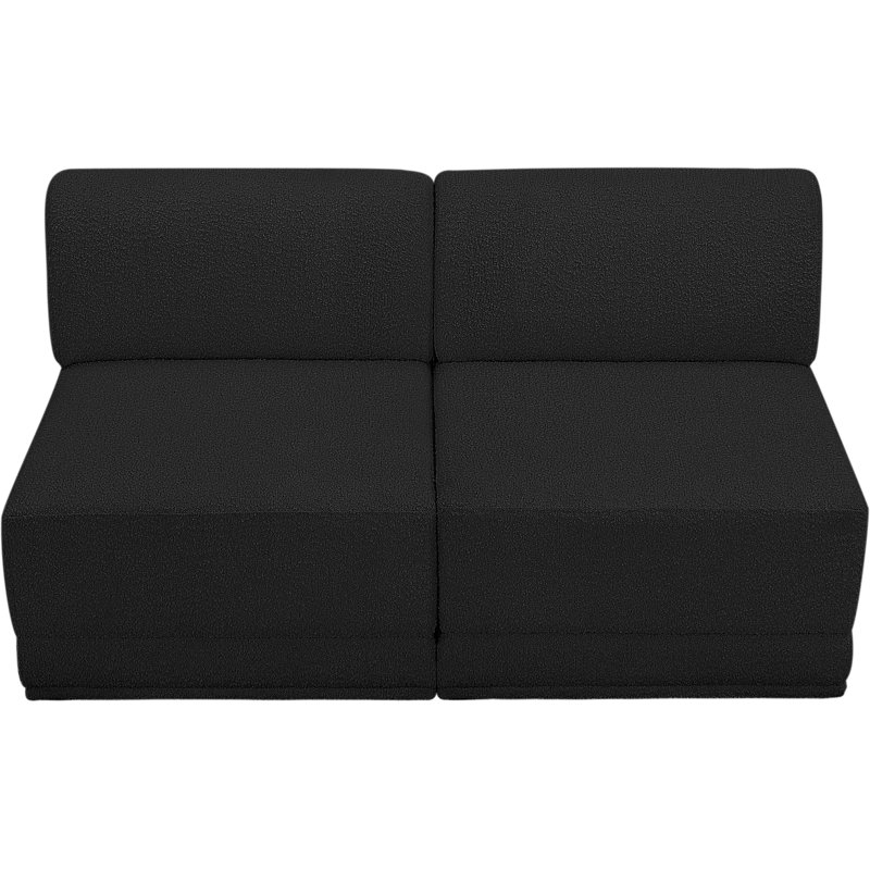 Causeuse rembourrée 60 po Ollie, Tissu bouclé noir