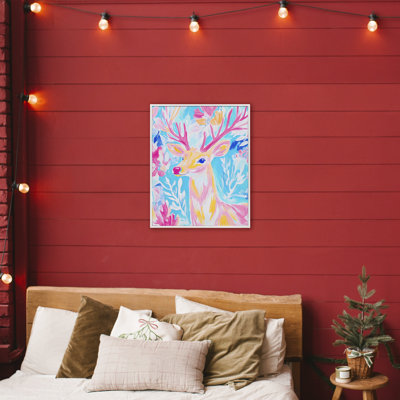 Giclée encadrée de cerfs vifs et pastel, design par Arlington Prints