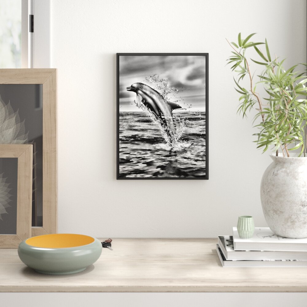 Gerahmtes Wandbild Delphin sprintMeer