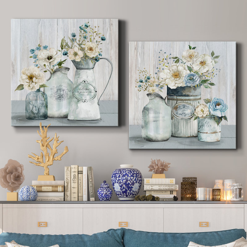 Allura French Garden Flowers I - ensemble de 2 peintures, H 10 po x l 20 po, Toile tendue, Sans cadre