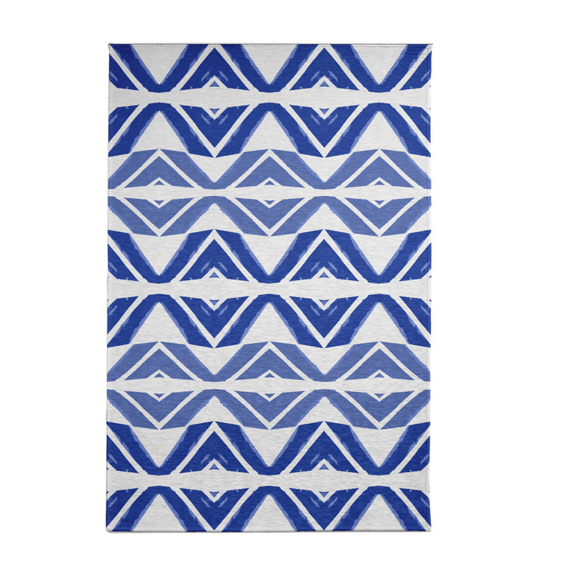 Chevron bleu Tapis décoratif, Rectangle 2 pi x 3 pi