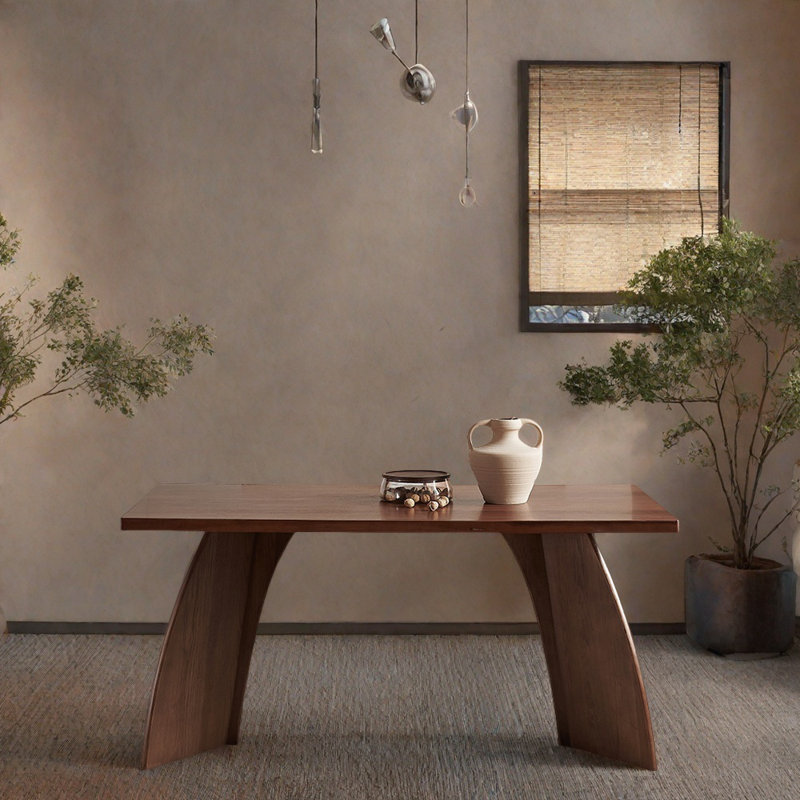 Table de salle à manger rectangulaire en bois massif minimaliste, H 29,52 po x L 78,74 po x l 35,43 po