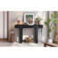 Console rustique minimaliste avec tiroir caché, prise de courant latérale, table d'entrée en bois pour les entrées, les salons et les bureaux à domicile (noir)-377170148
