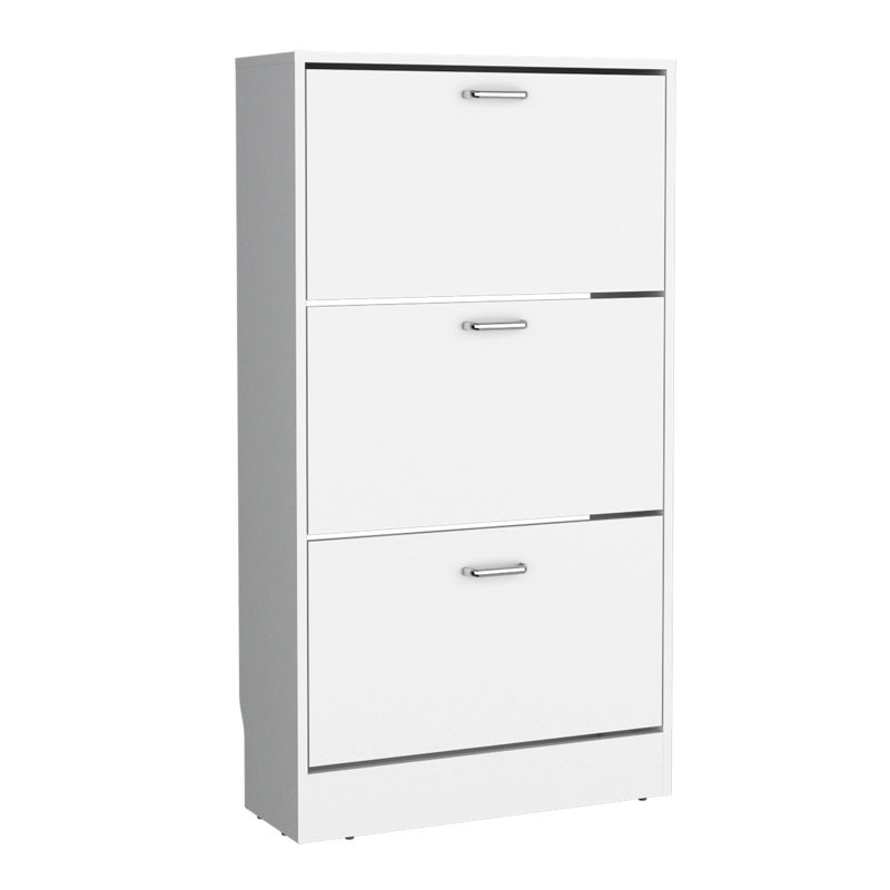 Range-chaussures, 3 portes, 3 tablettes, Blanc