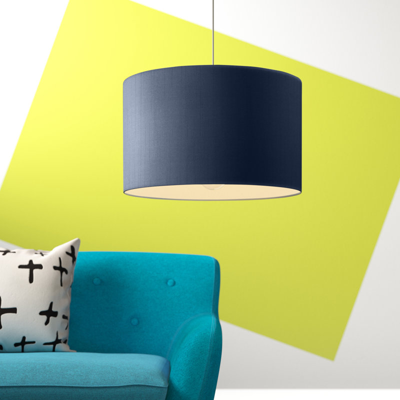 Polyester Drum Lamp Shade ( Screw On ), Navy Blue, 30cm H x 60cm W x 60cm D