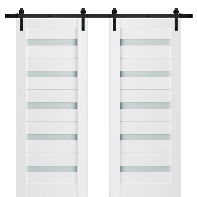 Portes de grange en bois givré Quadro, 17 po x 79,5 po, Blanc