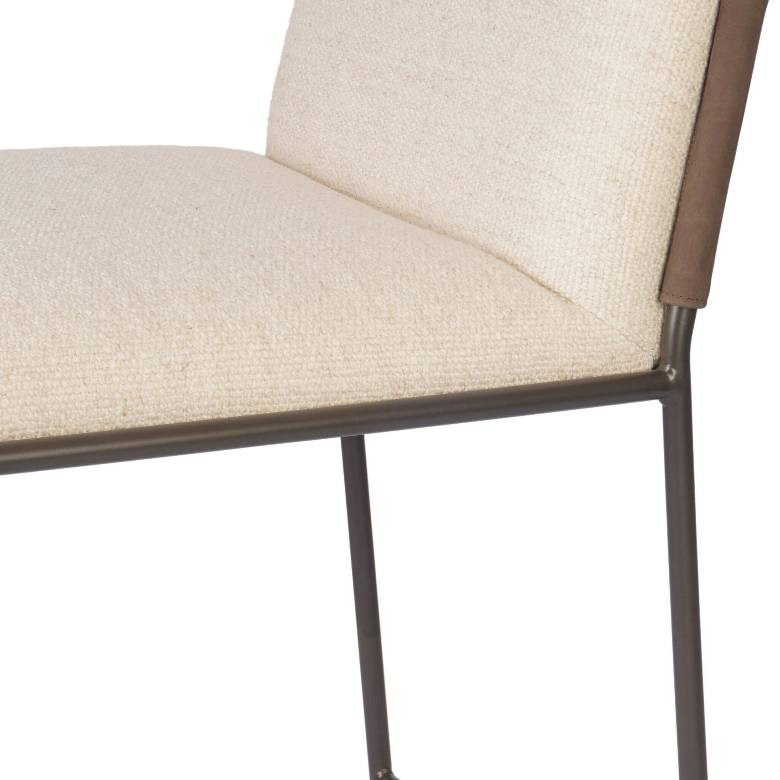 Rachael " Genuine Leather and Linen Bar Stool, Alcala Wheat, Counter Stool (27” Seat Height)