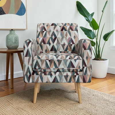 Fauteuil capitonné multicolore l 29 po avec pieds en bois massif