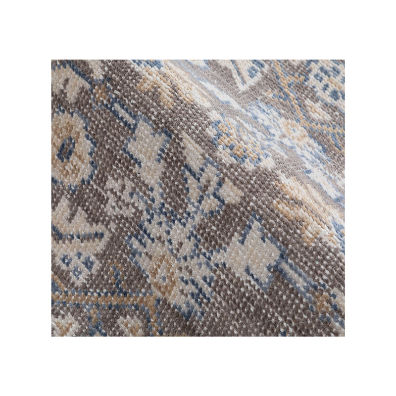 Wool Floral Area Rug in Brown/Blue, Runner 2'6" x 9'