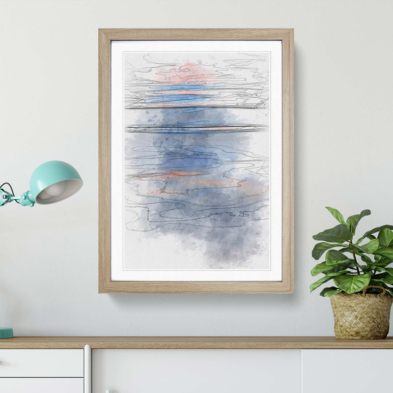 Water Ripples in Abstract - Picture Frame Graphic Art Print, 50cm H x 35cm W x 2cm D, Oak
