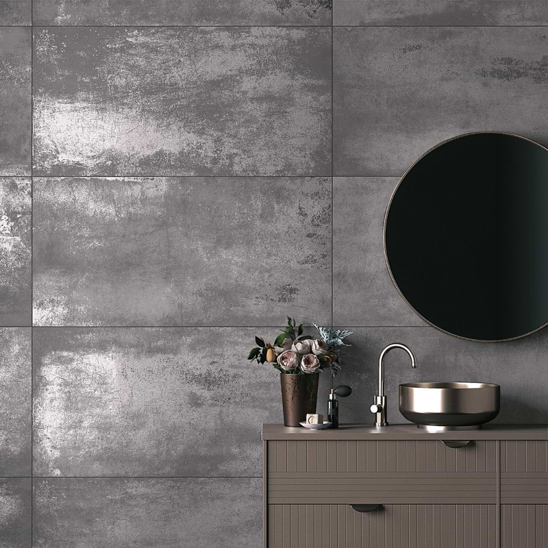 Bond 24x48 Matte Porcelain Tile, Venom Black Charcoal