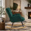 Glider Chair for Living Room Tufted Upholstered Teddy Fabric Rocking Chair with Metal Frame Accent Chair Green