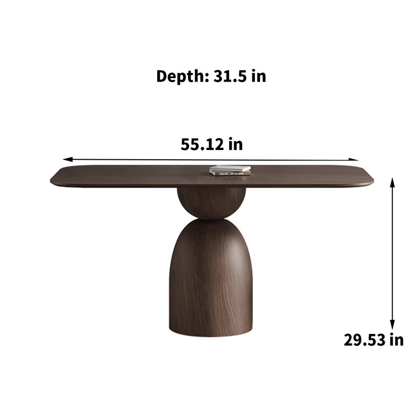 Tanusha Rectangular with Solid Wood Base Dining Table, 29.53"H x 55.12"L x 31.5"W
