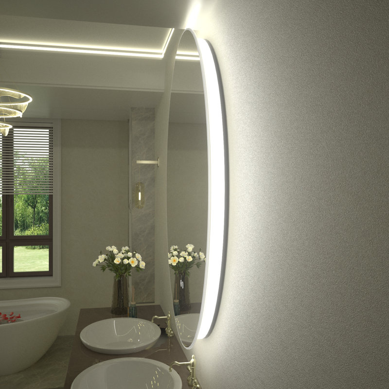 Aevar Simple & Modern Back LED Lighted Anti-fog Round Bathroom/Vanity Mirror, 20" x 20"
