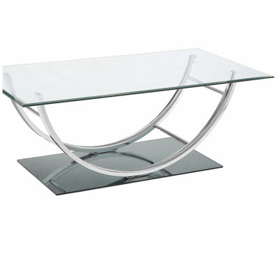 Chrome Rectangular U-Shaped Glass Top Coffee Table
