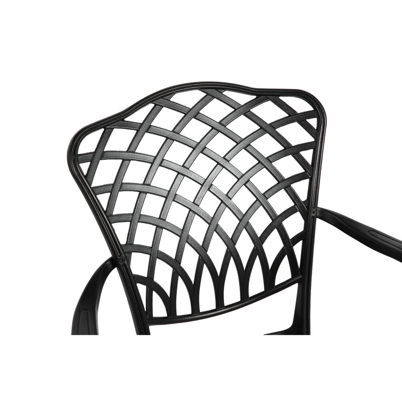 3 Piece Patio Bistro Set Cast Aluminum Bistro Table And Chairs Set Of 2 With Umbrella Hole,All Weather Metal Bistro Table Set,Outdoor Patio Furniture Set For Garden Black With Cushion