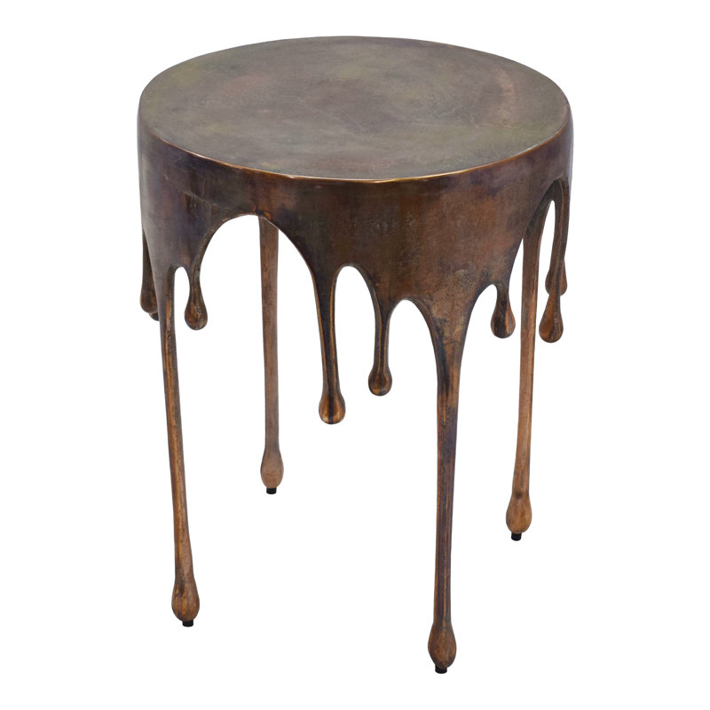Malbon Solid Aluminum Industrial Melting Drip End Table , Brown