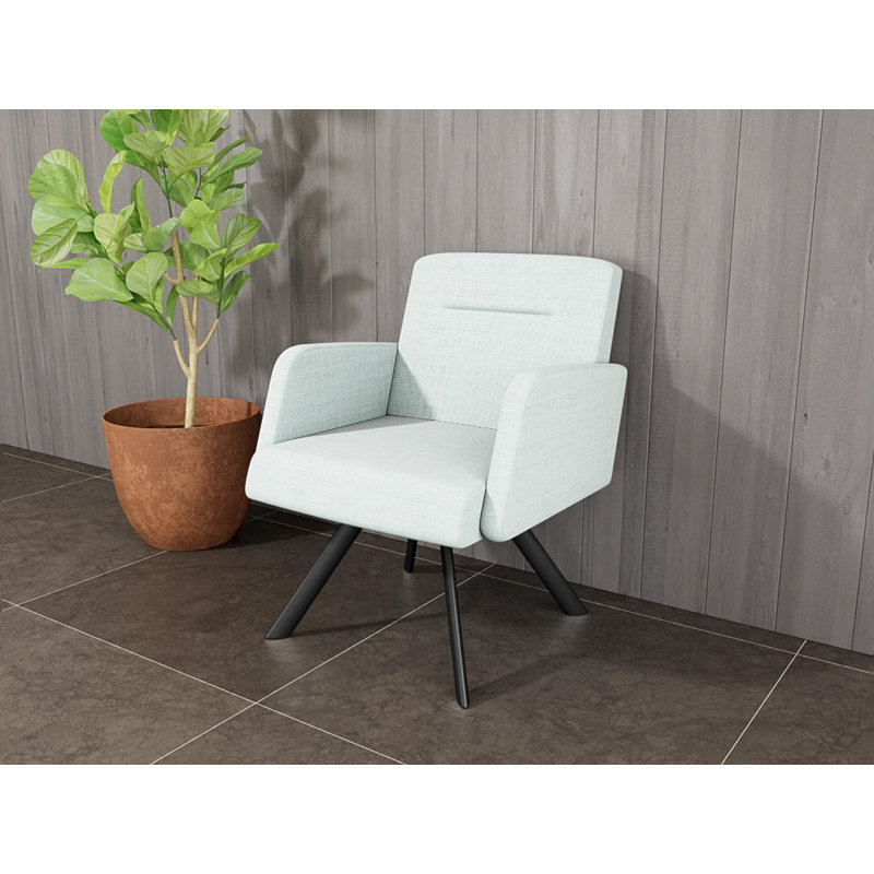 Chaise d'invité pivotante en acier Willow, Noir, Chambray écume de mer