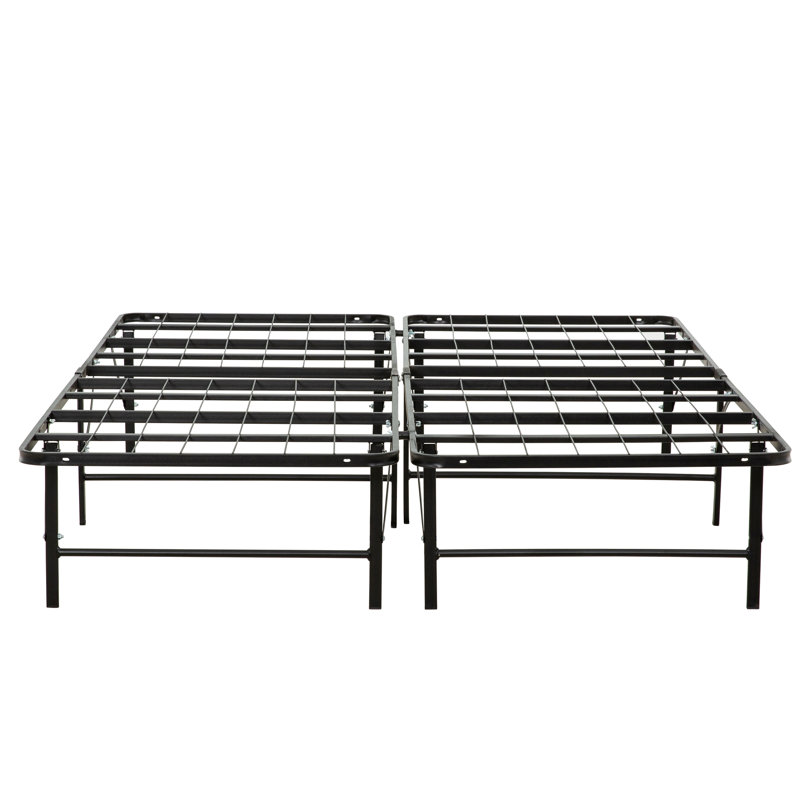 Le grand lit en métal avec base de matelas et l'écurie éliminent le besoin de sommier, de rangement dans la chambre à coucher, de structure de lit de taille noire avec base, de construction robuste, d'outil d'organisation, d'accessoire de style moderne, sans sommier