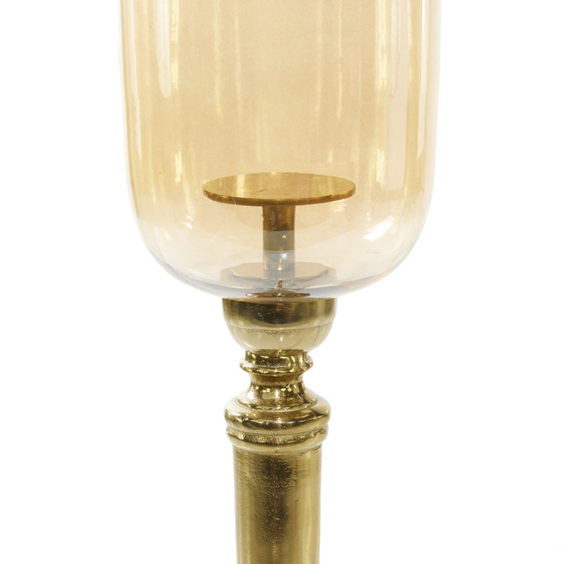 Lampe ouragan en aluminium avec bougie simple en aluminium et métal, H 34 po x l 9 po x P 9 po