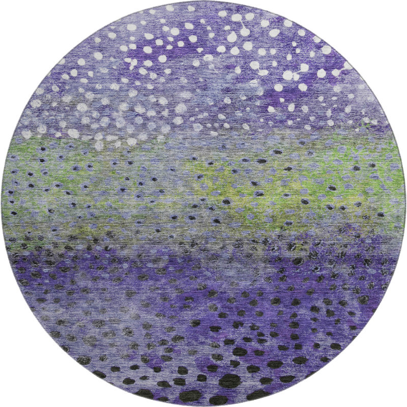 Premium Machine Washable Christina AMF1074 Circles Rug, Round 8'