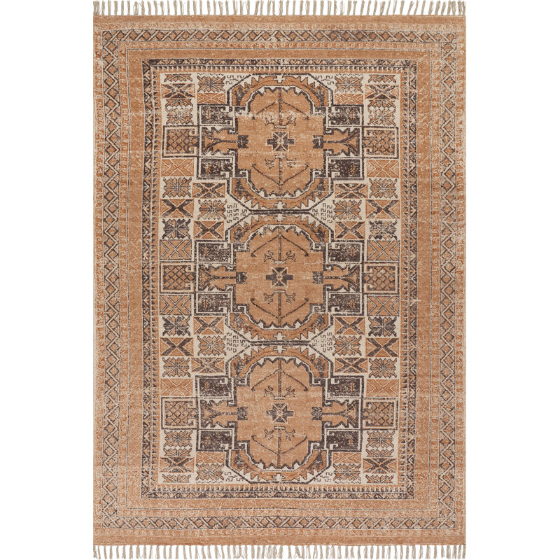 Ardin Vintage Handmade Cotton Rug, Rectangle 5' x 8'