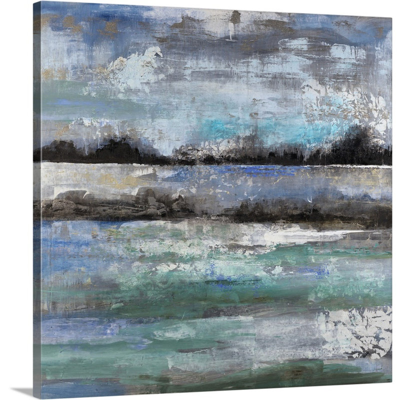 « lake ile », peinture sur toile, H 12 po x l 12 po x P 1,25 po, Toile tendue