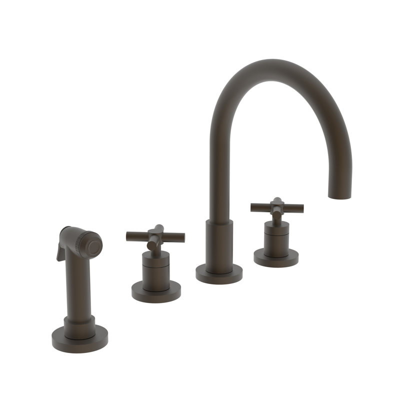 East Linear Double Handle Kitchen Faucet with Side Spray, Venetian Bronze, Cross