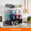 Stackable Water Bottle Organiser Cabinet, Freezer, Pantry - Plastic Bottle Holder Wine Rack Kitchen Countertop Storage, Cupboard, Office - Pack Of 4, Each Rack Holds 3 Containers, 12 Bottles